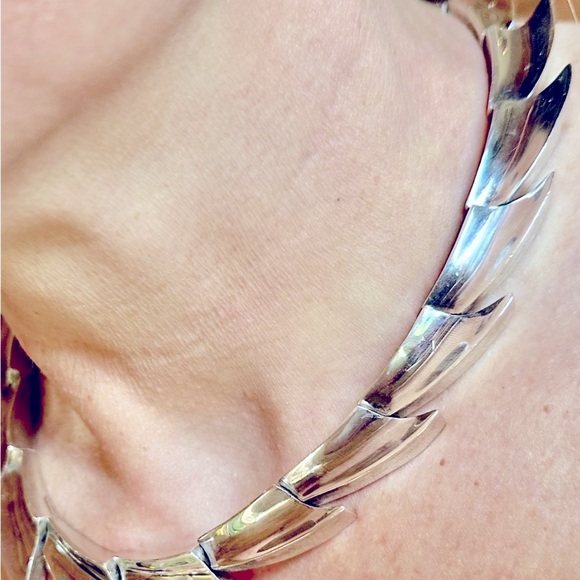 VINTAGE TAXCO MEXICAN SILVER 16” STATEMENT NECKLACE - Picture 4 of 9